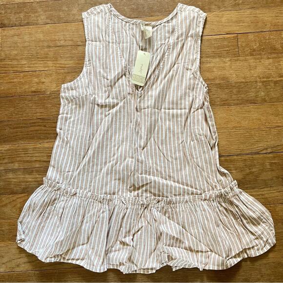 NWT Japna tan and cream v-neck peplum tank top blouse shirt size small S b20 - Picture 1 of 5